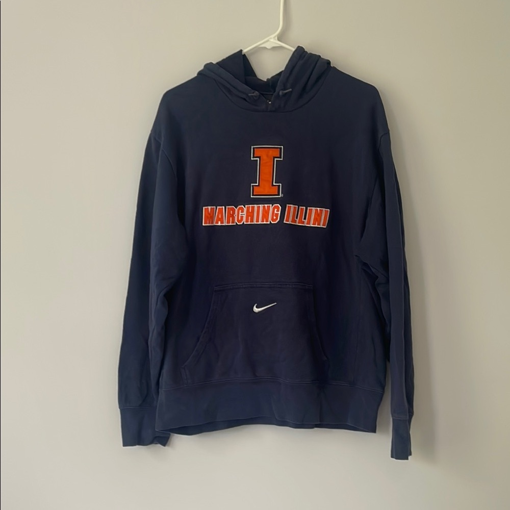 Marching Illini Nike Navy Hoodie with Orange and White Logo